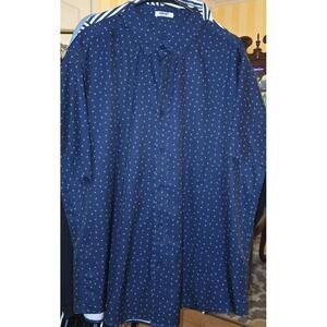 Coofandy Navy Blue Anchor Print Button-Up Shirt 2XL